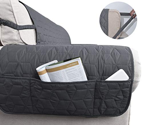 Ameritex Loveseat Cover Water-Resistant Quilted Furniture Protector with Back Nonslip Paws Slipcover for Dogs, Kids, Pets Loveseat Slipcover Stay in Place for Leather (Dark Grey, 46'')
