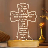 OkiyiD Baptism Gift for Girl Boy, Christening Gifts, Cross 3D Night Light LED Illusion Lamp,Soft Warm Lamp for Kids Bedroom Decoration, You are a Child of God