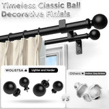 Double Curtain Rod 36-91 Inch, Black Dual Curtain Rods for Windows, 1 Inch Decorative Adjustable Heavy Duty Telescopic Spliced Window Treatment Rods Set for Bedroom Living Room Farmhouse