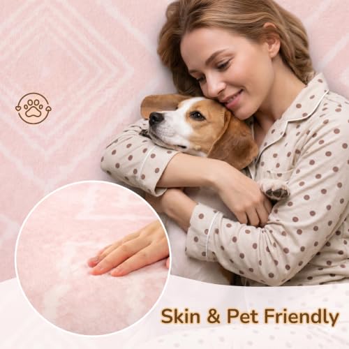 BESTSWEETIE Area Rug 5x7 Rug Machine Washable Non-Slip Low Pile Print Pattern Western Rug for Living Room Bedroom Entryway Tribal Series -Light Pink/Cream