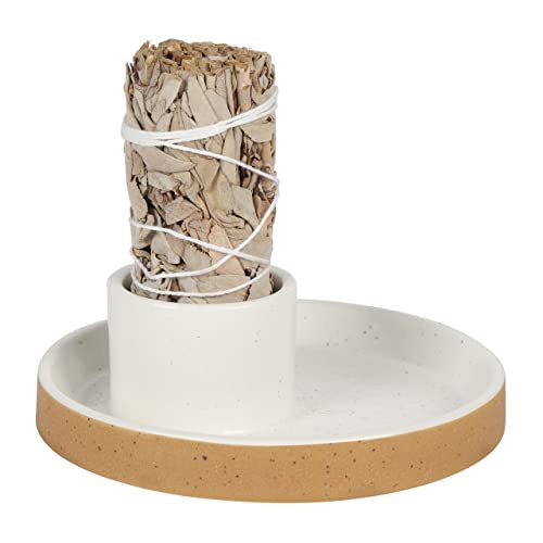 Ceramic Incense Holder, White Sage Bundle Smudge Bowl, Smudging Plate for Sage Palo Santo Sticks Candles and Offering Sage Holder