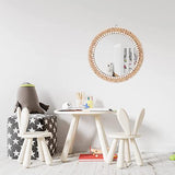 15 Inch Boho Round Hanging Wall Mirror Decorative Rattan Circle Mirrors for Farmhouse, Living Room, Bedroom