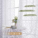 Chyhomenyc White Sheer Curtains 84 Inch Length 2 Panels Set, Light Filtering Tufted Textured Soft Airy Rod Pocket Gentle Leaf Window Treatment Drapes for Bedroom Living Room, 42" Wx84 L, 2PCS