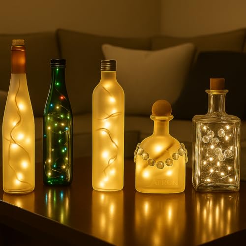 Novelty Lights 5 feet 10 Bulb Clear Mini Light String on White Wire, Non-Connectable Incandescent Fairy Lights for Bottles and Crafts, 4" Bulb Spacing, 24" Lead, Stackable Fused Plug