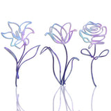 Oubasa 3 Pieces Metal Flowers Wall Arts Decor, Rustic Farmhouse Metal Wall Art Purple Minimalist Floral Decor for Bathroom Kitchen Bedroom Living Room, 6x10 Inches - Housewarming Gifts