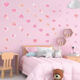 42 pcs Pink Heart Shape Wall Stickers for Girls Bedroom，Glow in The Dark Kids Room Decor, Baby Nursery Ceiling Decals Wallpaper Vinyl Murals