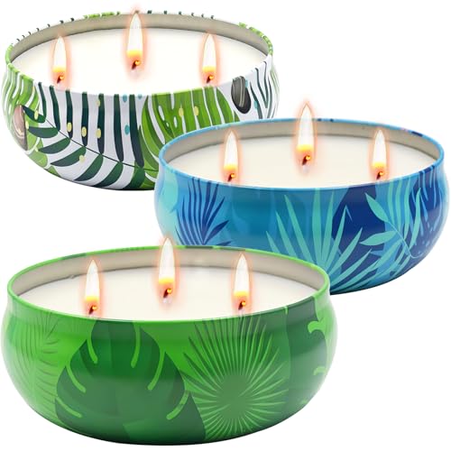 Citronella Candles Outdoor, 12 oz Large Citronella Candles for Patio 3 Pack, 240-Hour Total Burn Time, Natural Soy Wax Outdoor Candle for Backyard, Deck, Garden, Camping, Summer Parties
