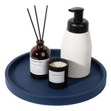 Silicone Bathroom Tray Coffee Table Decor Perfume Organizer, 10" Dark Blue