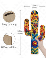 Putuo Decor Aztec Cactus Wall Decor Set of 2, Western Wooden Home Decor, Farmhouse Rome Decor Mexican Wall Art for Living Room, Bedroom, Kitchen, Office