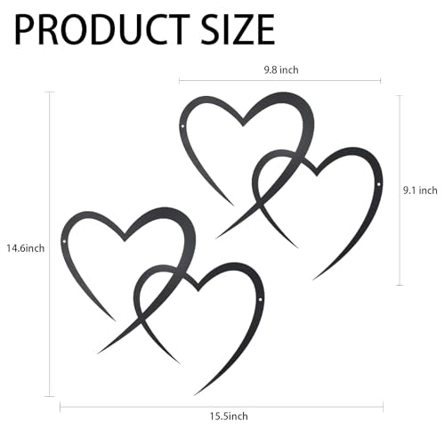 OYEFLY Infinity Heart Metal Wall Decor,Infinity Heart Wall Decor for Room Living,Wedding Decor (Black, style3 11.4 x 10.7in)