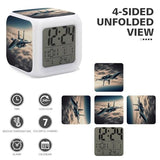 Aircraft Fighter Jets Alarm Clock LED Digital Desk Clock with 7 Color Changing Night Light, Date Day of Week Calendar,Sleep Training Clocks Loud Alarm Clocks for Bedroom Heavy Sleep