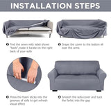 Peryiter 2 Pcs Sofa Covers Couch and Loveseat Covers Set Stretch Sofa Slipcover for Living Room Armchair Furniture Protector, Wrinkle Proof(Light Gray,Milk Silk)