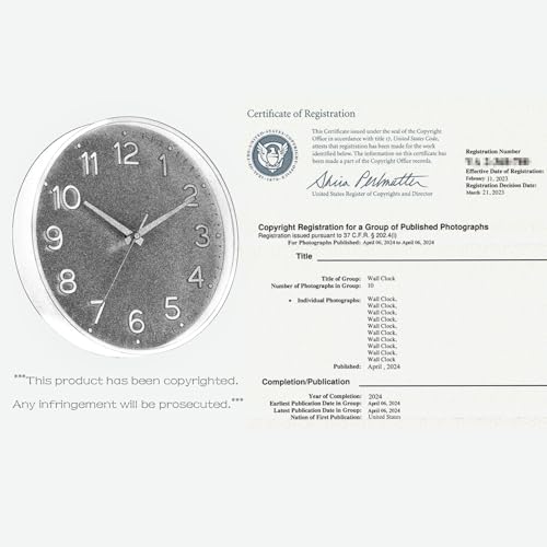 Roymnie Wall Clock Green, Silent Wall Clocks Battery Operated 8 Inch-Modern Non Ticking Analog Clock Decorative for Kitchen Office Bathroom Bedroom(Gold)
