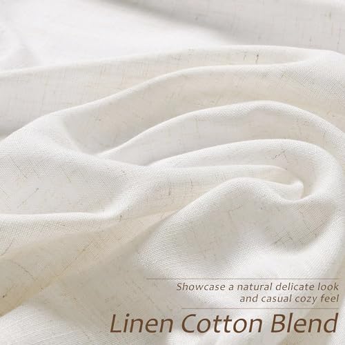 Aersas Natural Linen Curtains 84 Inches Long for Living Room Bedroom Neutral Boho Modern Grommet Privacy Light Filtering Semi Sheer Ivory Cream Off White Linen Drapes 84 Length 2 Panels Set