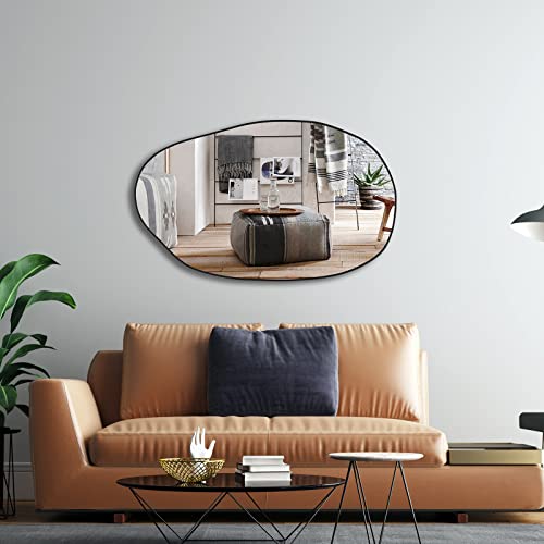 Irregular Asymmetrical Mirror Wall Mounted, Unique Vanity Mirror,Shaped Dressing Mirror Decorative for Living Room, Bathroom, Bedroom, Entryway Wall Decor, 33.5"×20.5"