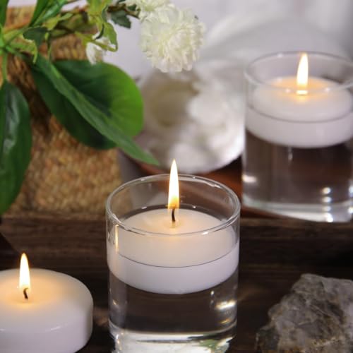 80 Pack White Floating Candles 3 inch Unscented Floating Candles for Centerpieces 8 Hours Long Burn Time-3” Floating Emergency Candle Bulk for Wedding Cylinder Vases