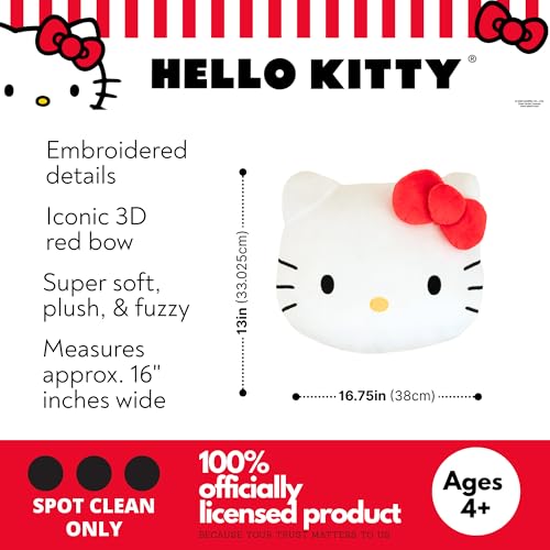 Hello Kitty Bedding Plush Cushion Pillow – Soft Plush Throw Pillow for Bedroom Decor & Gifts, 16 inch (100% Officially Licensed Product) by Franco Collectibles