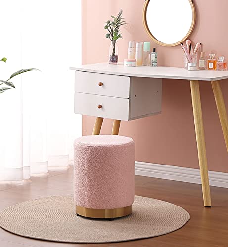 Footstool, Faux Leather Cube Pouf, Square Leather Pouf, Contemporary pu Leather Pouf, Padded Footstool, Tufted Pouf for Living Room Bedroom Moroccan Decor,Light Pink