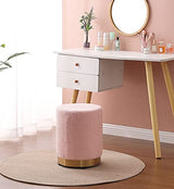 Footstool, Faux Leather Cube Pouf, Square Leather Pouf, Contemporary pu Leather Pouf, Padded Footstool, Tufted Pouf for Living Room Bedroom Moroccan Decor,Light Pink