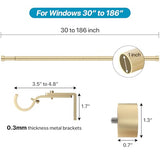 Gold Curtain Rods 180 inch, Extra Long Curtain Rod for Windows 120-180 inch, 1 inch Heavy Duty Drapery Rod for Outdoor Patio, Living Room, Bedroom, Modern Adjustable Curtain Pole 10-15ft