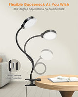 Glocusent 5W Clip on Light, 36 LED Eye Caring Reading Light for Bed, 3 Colors & 5 Brightness Clip on Lamp with Adapter, Perfect Desk Lamp with Clamp/Bunk Bed/Headboard/Table