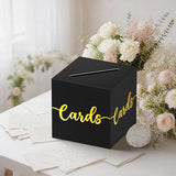 OLANRUN Gift Card Box, 9" Graduation Gold Foil Card Box, Black and Gold Party Decorations for Wedding, Birthday, Baby & Bridal Shower, Anniversary, Retirement