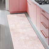 2x6 Washable Runner Rugs, Pink Stainproof Non-Slip for Hallway