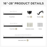 Joydeco Curtain Rods for Windows, Adjustable Black Curtain Rods 16 to 120 inches, 1 inch Diameter Heavy Duty Decorative Window Single Rod Set with Aluminium Finials
