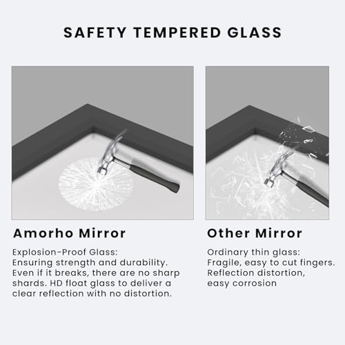 Amorho Black Bathroom Mirror, 24x36 Inch Thick Metal Framed Wall Mirrors for Over Sink, Bedroom, Living Room, Entryway, Rectangle Wall-Mounted Mirrors(Horizontal/Vertical).