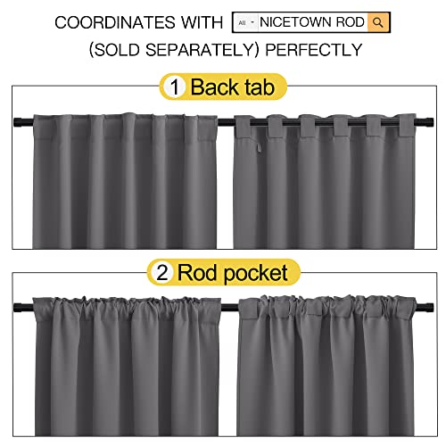 NICETOWN Blackout Window Curtains for Camper - (Grey Color) 42x40 Inch, 2 Panels Set, Thermal Insulated Room Darkening Blackout Drapes/Draperies with Rod Pocket & Back Tab for Loft