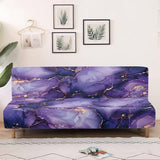 Purple Marble Futon Cover Stretch Armless Sofa Covers Sofa Bed Covers Futon Slipcover Furniture Protector for Living Room Home Decor Washable