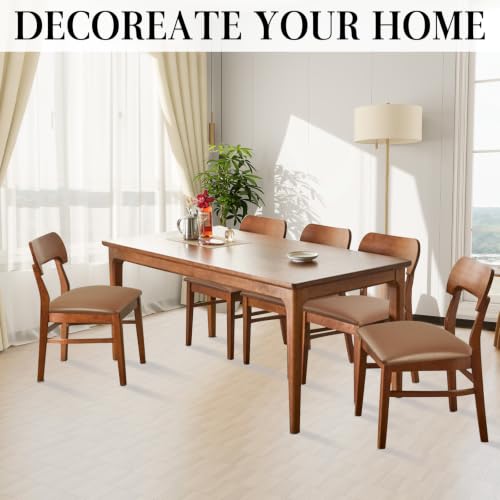 Pu Leather Dining Chair Seat Covers Set of 6, Waterproof Dining Seat Covers Stretch Chair Covers for Dining Chairs/Kitchen Room/Hotel, Odorless Seat Covers for Kitchen Chairs (Light Brown- 4 PCS)