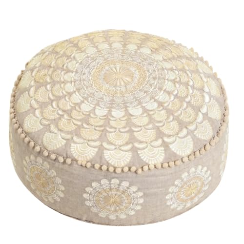Mandala Life ART Bohemian Pouf Ottoman Cover 24x8- Luxury, Artisan Room Décor Pouffe for Meditation, Yoga, and Boho Chic
