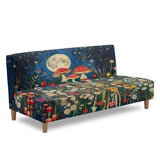 Mushroom Starry Night Futon Covers, Armless Sofa Covers, Stretch Sofa Bed Cover, Washable Futon Slipcover Furniture Protector for Kids, Pets, Dog and Cat