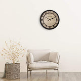 Presentime & Co 13" Farmhouse Series Wall Clock, Quartz Movement, Shiplap Style,Raised 3D Arabic Numeral, Oil Rubbed Bronze