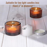 12 Pcs Amber Tealight Candle Holder Glass Votive Candle Holder| 2" x 1.4" Small Votive Candle Holders for Fall Halloween Thanksgiving Christmas Wedding Decor Table Centerpiece Party Supplies