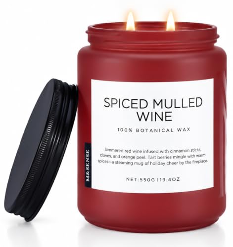 M&SENSE Spiced Mulled Wine Cinnamon Clove Scented Candle for Home Christmas