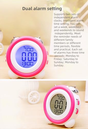 Super Loud Alarm Clock, Twin Bell Battery Operated with Snooze Function, Silent Mode, Backlight Display, Date and Week Calendar, Retro Ringing Design, Suitable for Home Office (Red)