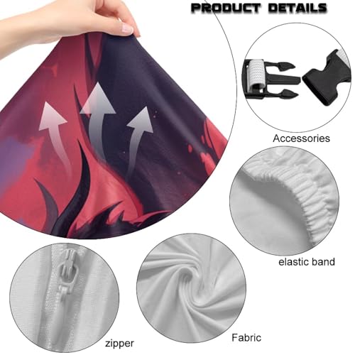 GLENLCWE Dragon Print Washable Gaming Chair Covers with Armrest Cover, 4pc/Set Office Chair Covers Slipcovers with Zipper, Red Stretchable Game Chairs Slipcovers