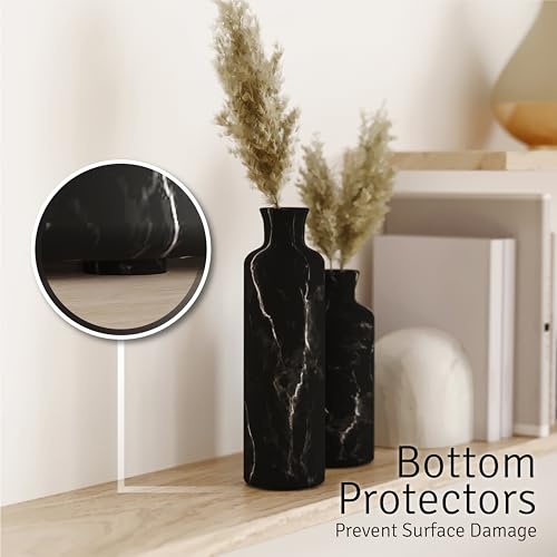 Creative Scents Black Marble Look 3pc Vase Set – Boho Vases for Decor, Modern Vases for Holding Pampas Grass, Dried/Fresh Flowers, Vases for Living Room - Kitchen, Bedroom, Office, Shelf Decor