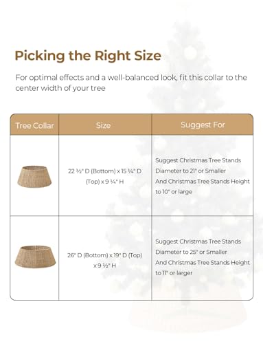 StorageWorks 26 Inch Christmas Tree Collar, 5-Piece Durable Seagrass Christmas Tree Skirt for Home Decor, Handcrafted Tree Base Cover for Artificial Trees, Large