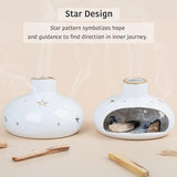 ZenBless 3 in 1 Incense Holder for Palo Santo Sticks Sage Incense, Handcrafted Ceramic Incense Burner Holder Ash Catcher with Chimney, Smudge Bowl for Yoga Meditation Room Home Decor