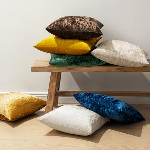 MIULEE Fall Velvet Euro Sham Throw Pillow Covers Brown 24x24 inch Set of 2