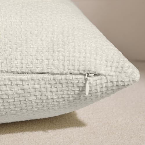 Couch Throw Pillow Covers 18x18 Inch Pack of 4 Neutral Sliver Gray Soft Decorative Chenille Pillow Covers Farmhouse Boho Cushion Covers for Home Decor Sofa Bedroom Living Room