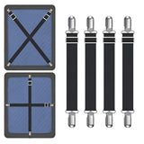 Yoovat Couch Cushion Covers Holder Straps Sofa Couch Covers Sofa Slipcover Holder Clips 10 to 60in(25-160cm) Adjustable Elastic Straps for Sofa Covers Cushion (4 Pcs Black)