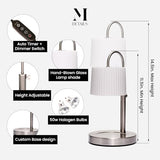 Dimmable Glass Candle Warmer Lamp with Timer - Adjustable Height Candle Lamp Warmer with Timer (8H/4H/2H) - Wax Melter - Ideal Gift, fits Various Size Scented Candles - 02 Bulb - (Brushed Nickel)