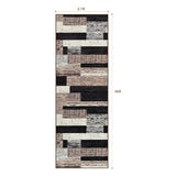 Indoor Washable Runner Rug with Rubber Backing, Modern Geometric Patchwork