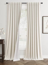 96 Inch Linen Blackout Curtains 2 Panels for Bedroom Living RoomCream Natural 100% Black Out Curtains 96 Inches Long Thermal Noise Reduction Light Blocking Drapes Rustic Country 8ft Back Tab Beige