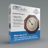 Classic Day of The Week Wall Clock - 10" Solid Mahogany Wood Frame, Ideal Retirement Gift for Men and Women, Day Clock for Seniors and Retirees