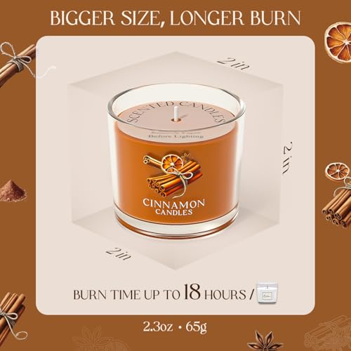 CHILLFLAME Cinnamon Candle, Scented Candles Gifts for Women, Candles Gift Set for Her, 3 Scented Fall Candles, Birthday Gifts for Women/Men (Orange, 7 oz)